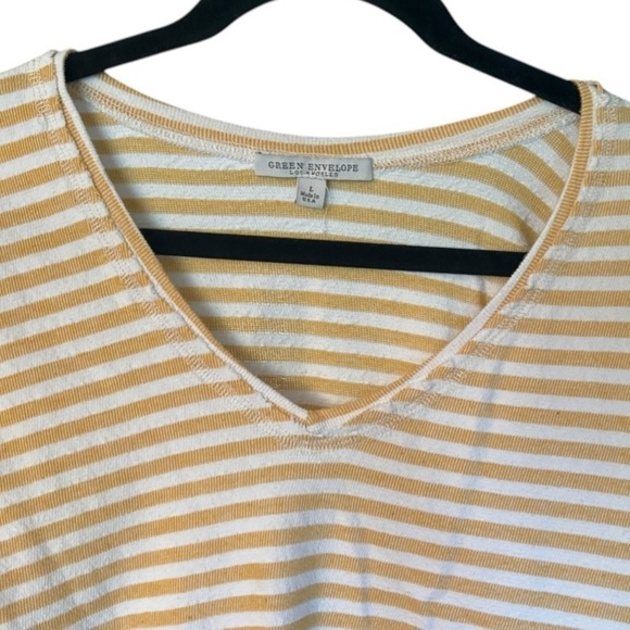 Green Envelope Yellow Striped Top Size Large (L) - Picture 1 of 6